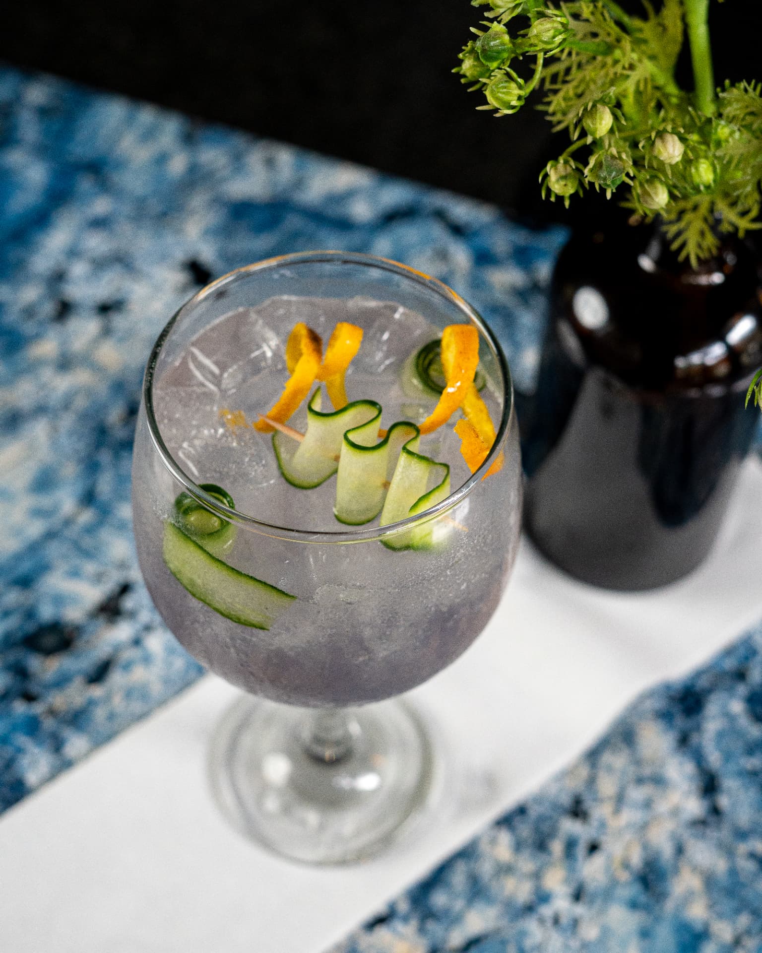 Gin cocktail with citrus and cucumber